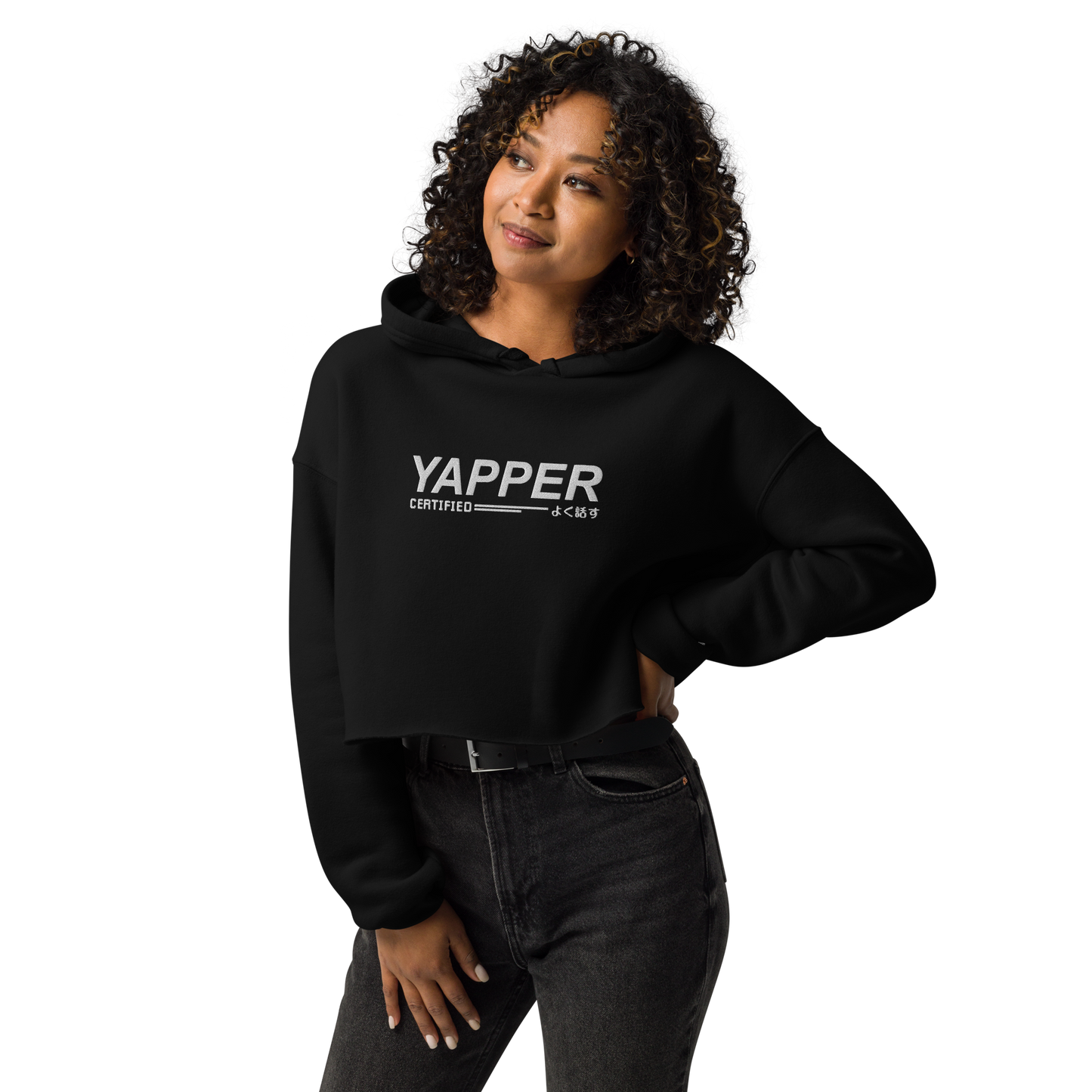 YAPPER // CROP HOODIE / EMBROIDERED