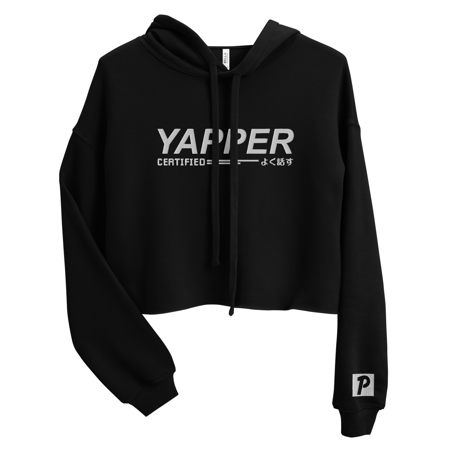 YAPPER // CROP HOODIE / EMBROIDERED