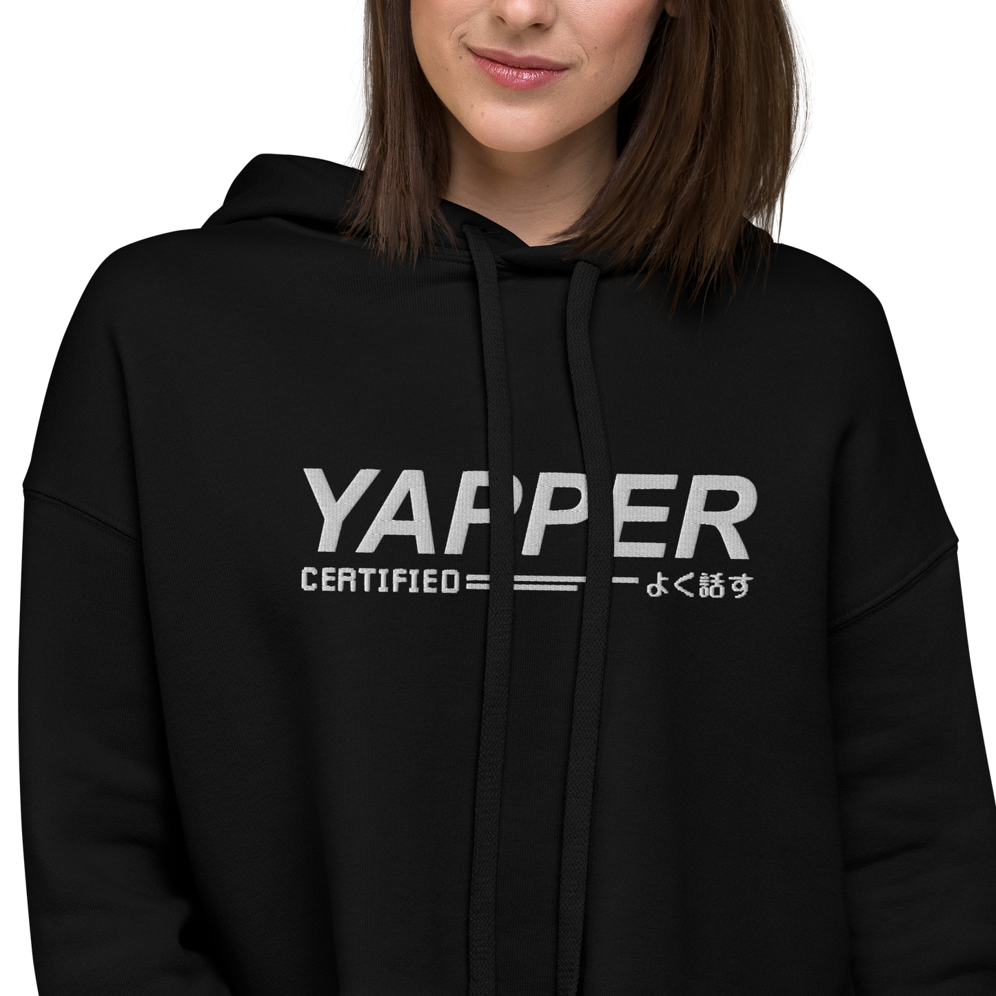 YAPPER // CROP HOODIE / EMBROIDERED