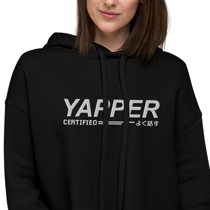 YAPPER // CROP HOODIE / EMBROIDERED